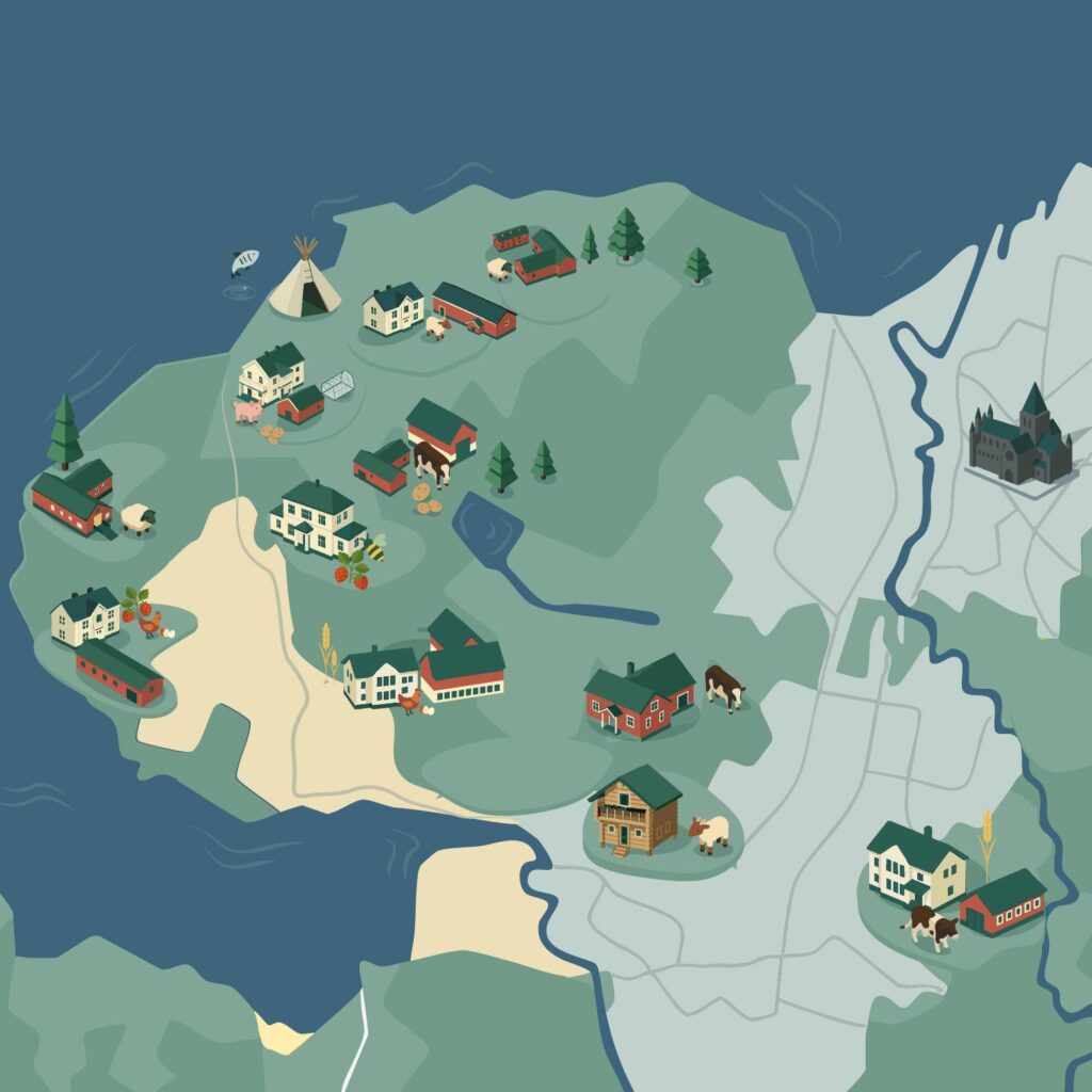 kart over aktørene i Trondheims matperler